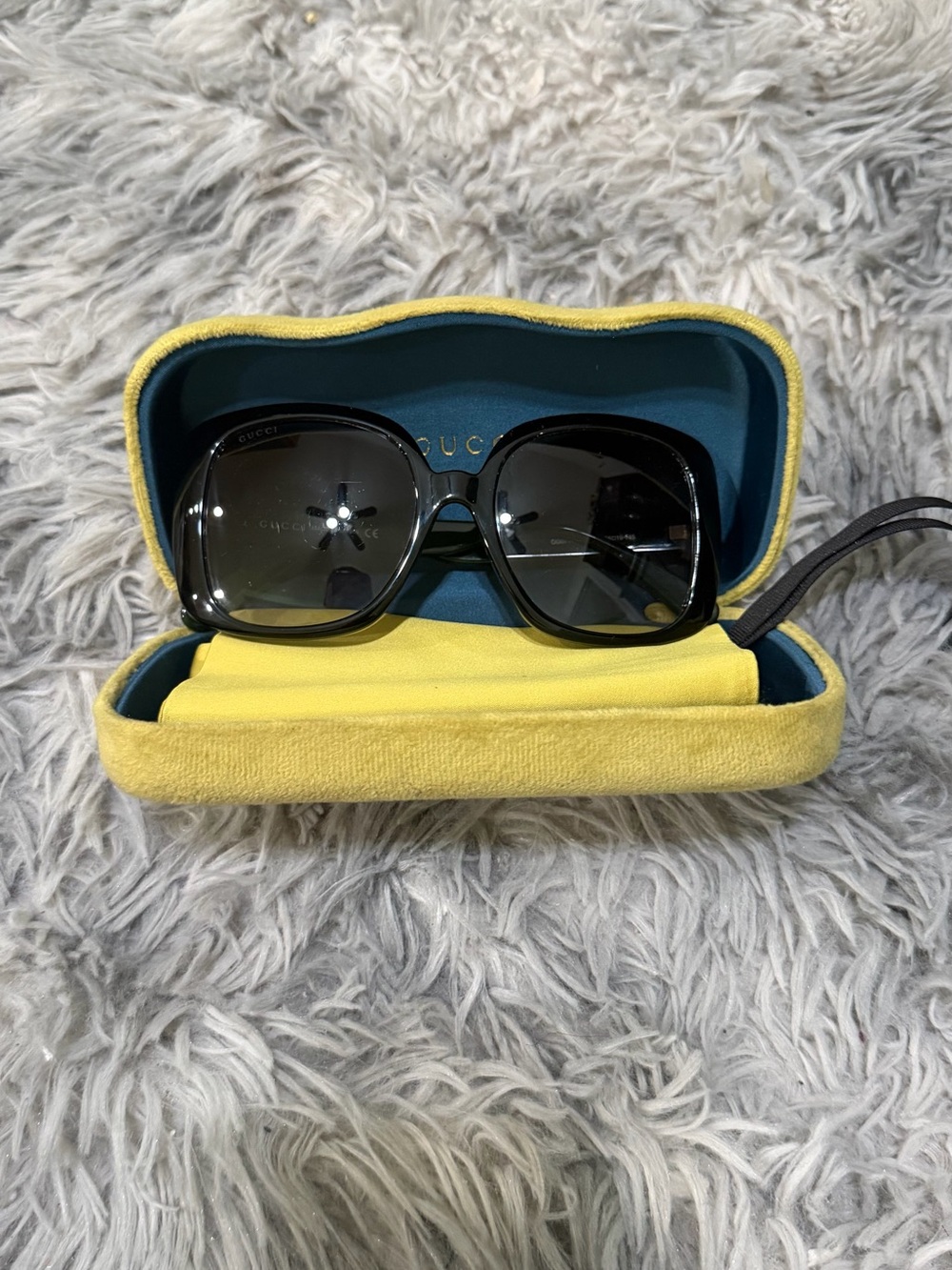 Gucci Black Oversized Women's Sunglasses with Yellow Case